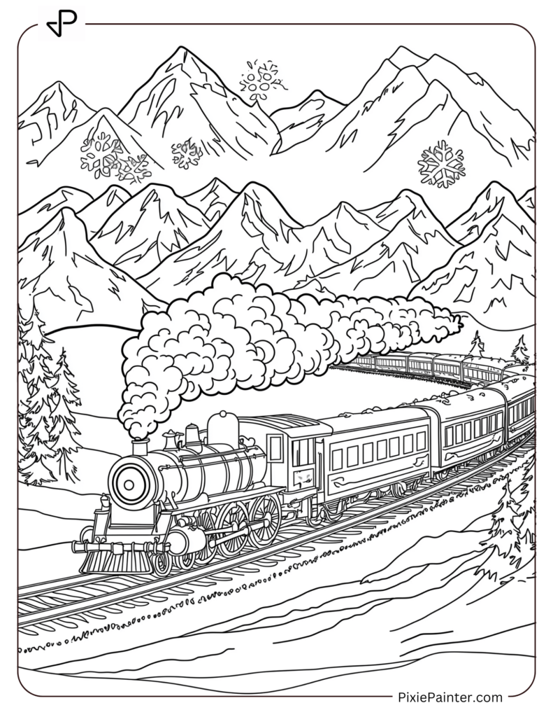 27. Winter Train With Snowflake Smoke