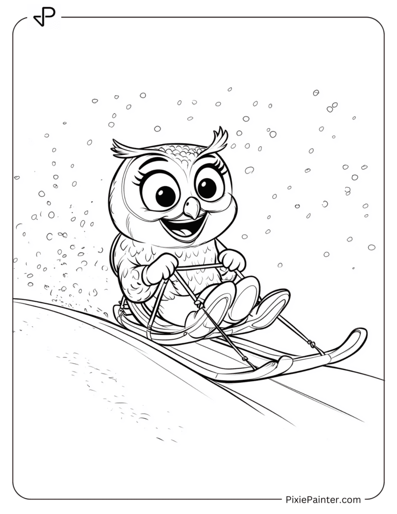 Playful Owl Sitting On A Sled