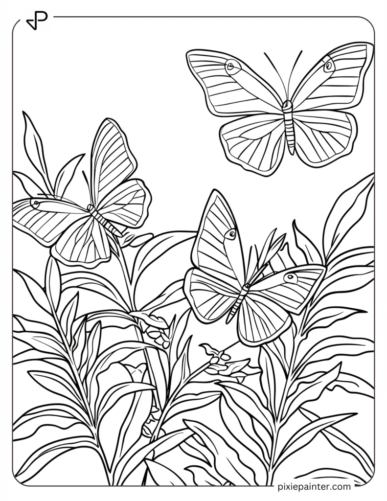 Two Butterflies Flying in a Garden