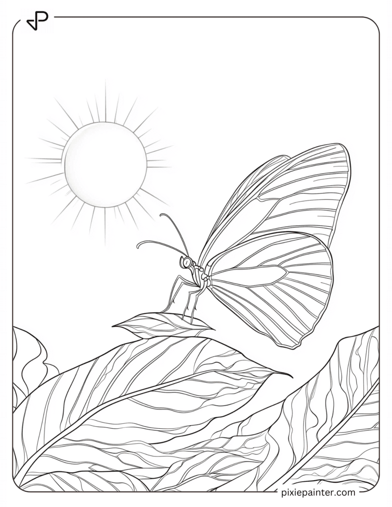 A Butterfly Landing on a Leaf Under the Sun