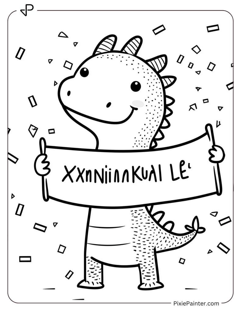 Cartoon Dragon Holding a Banner Reading 新年快乐 (Xīn Nián Kuài Lè)