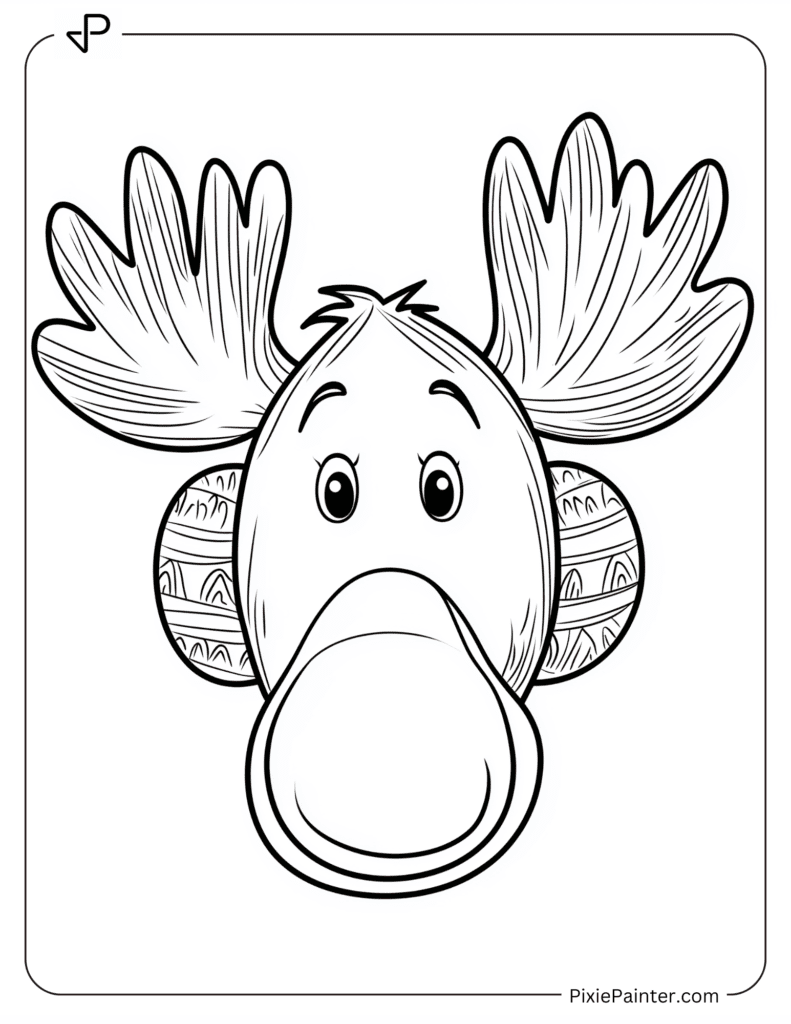 Winter Coloring Pages Where Moose in Earmuffs with a Relaxed Look