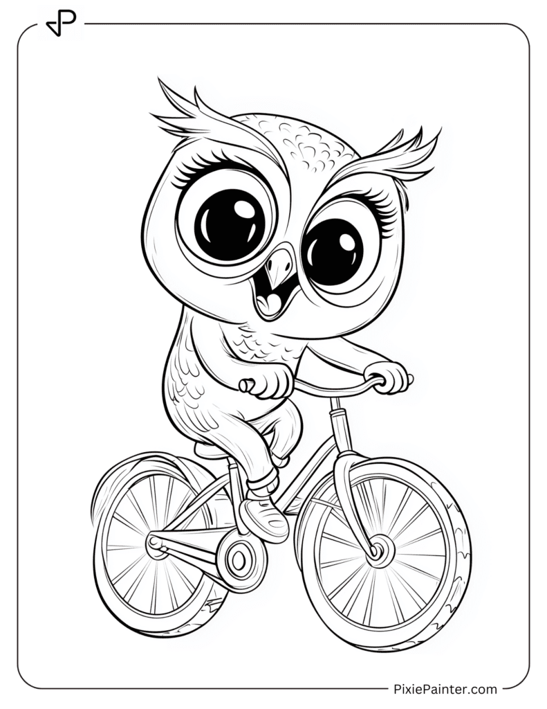 Playful Owl Riding A Bicycle