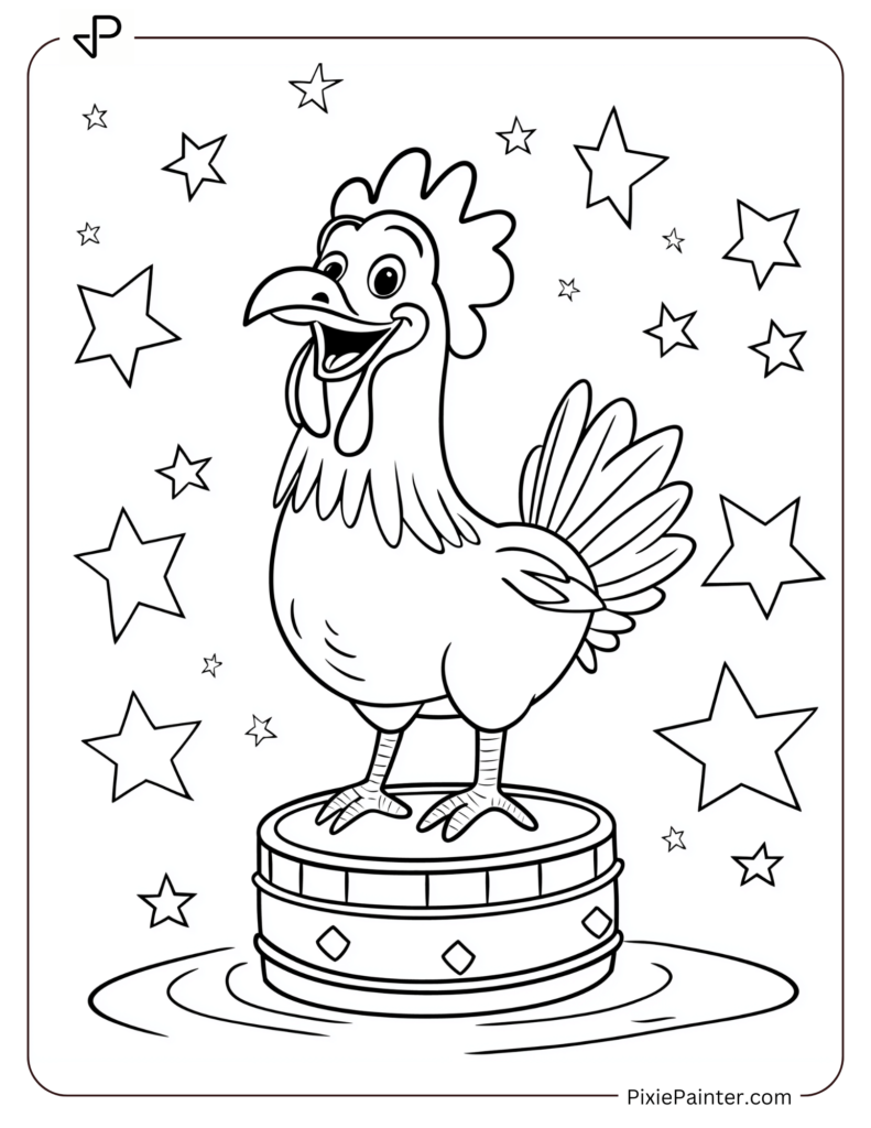 3. Rooster Standing Proud On Festival Drum-Chinese new year coloring pages