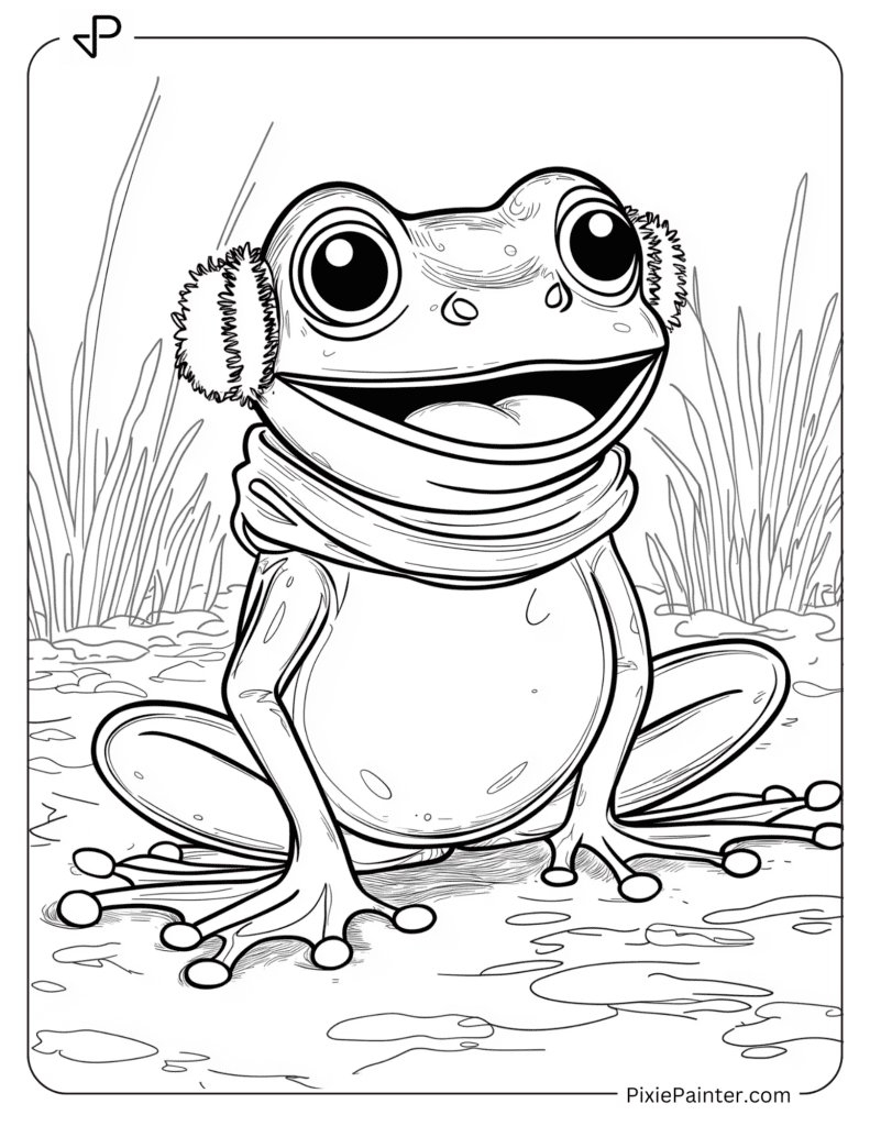 Frog Grinning on a Frozen Pond