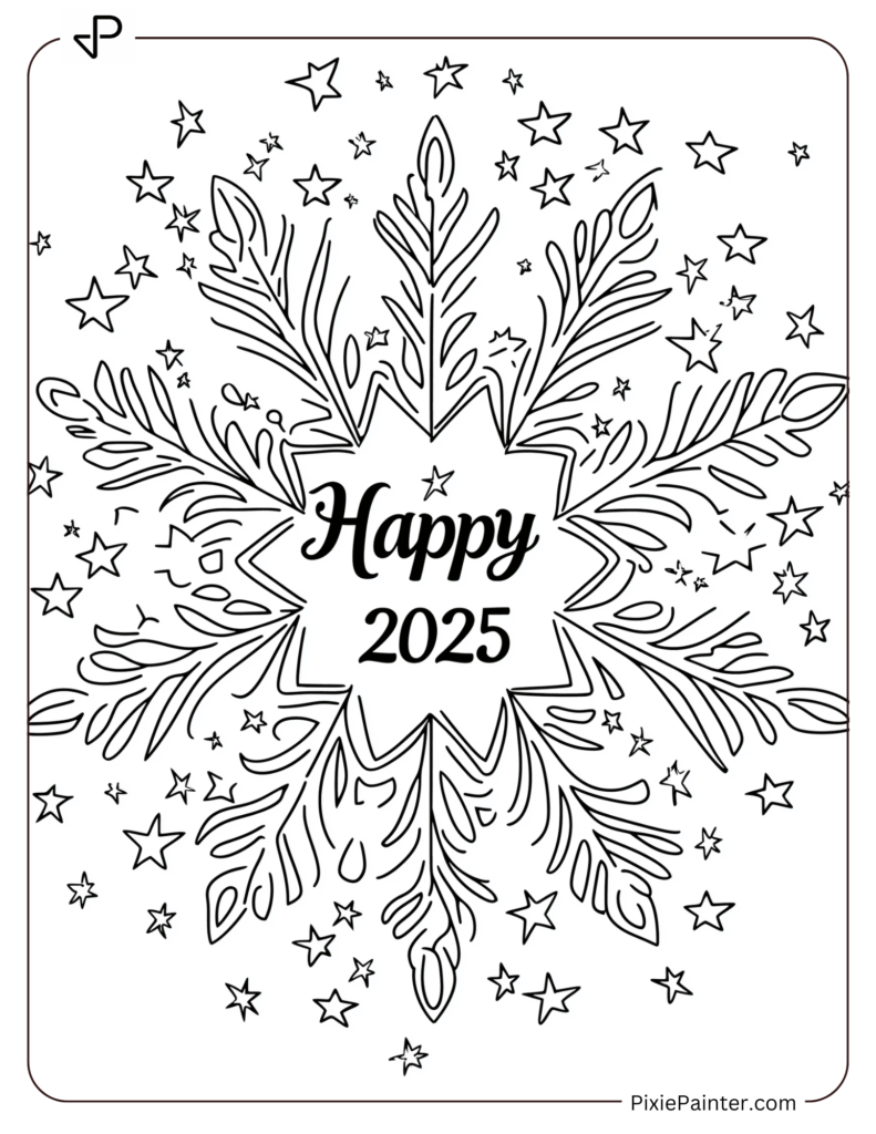 A Snowflake With Happy 2025 in the Center