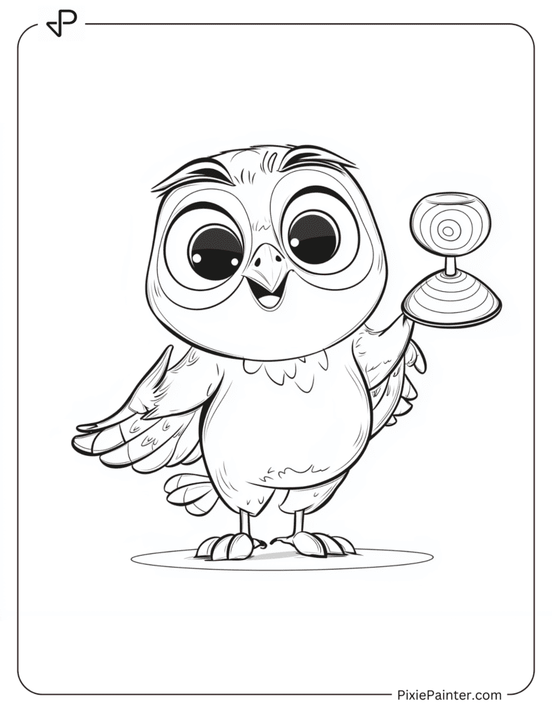 Playful Owl Spinning A Top