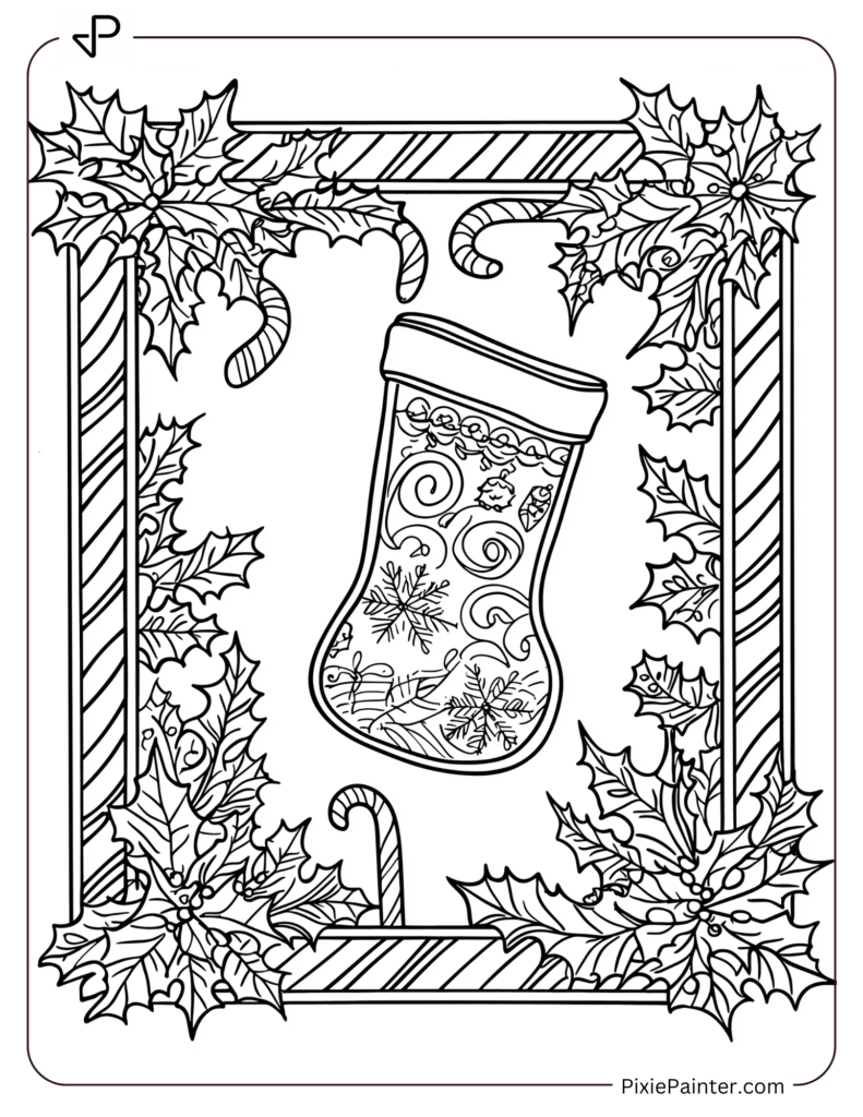 35. Candy Cane Inside A Cute Christmas Stocking Frame