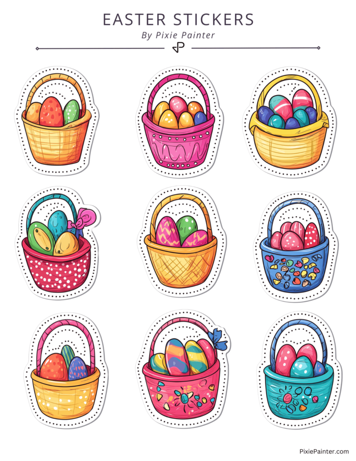 Easter egg basket stickers