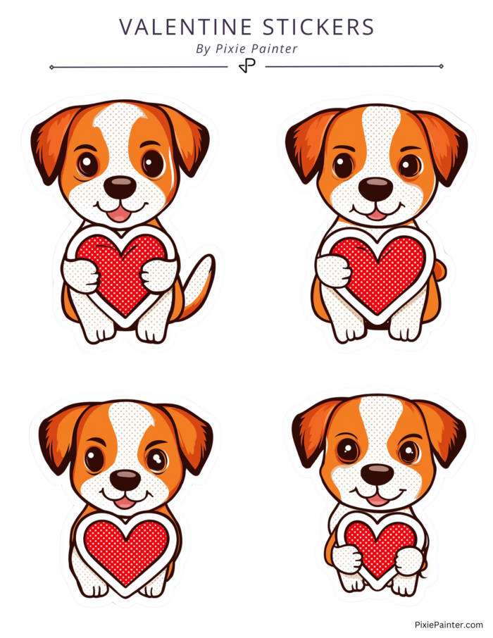 cute puppies valentine stickers