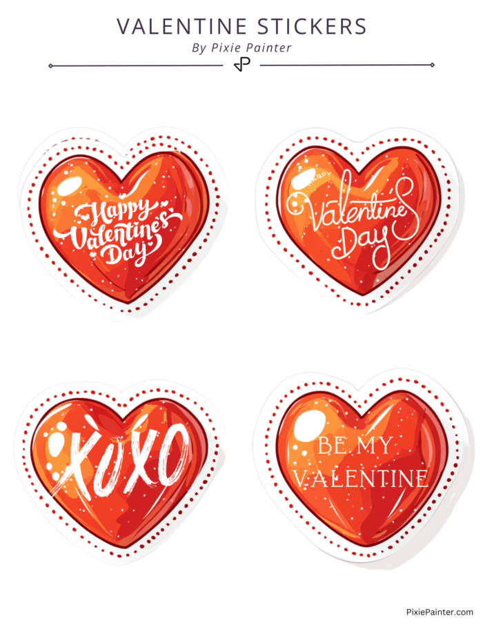 Valenttine message on love shaped stickers