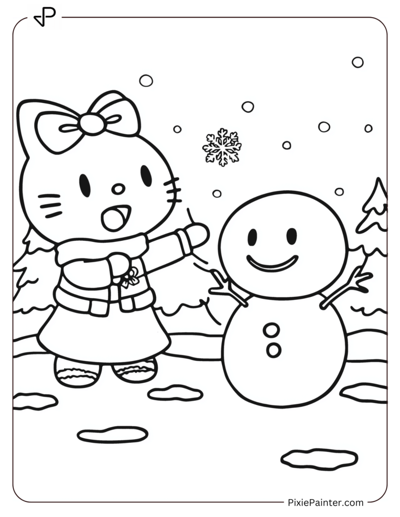 Hello Kitty Building a Snowman