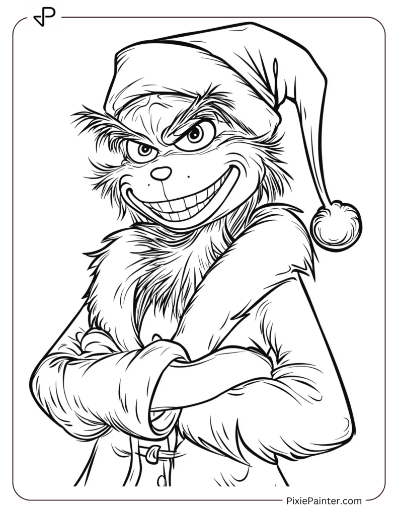 4. Cute Grinch Wearing A Santa Suit Coloring Pages