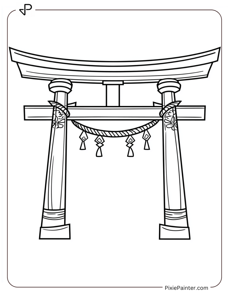 A Japanese-Style Torii Gate With Celebratory Designs