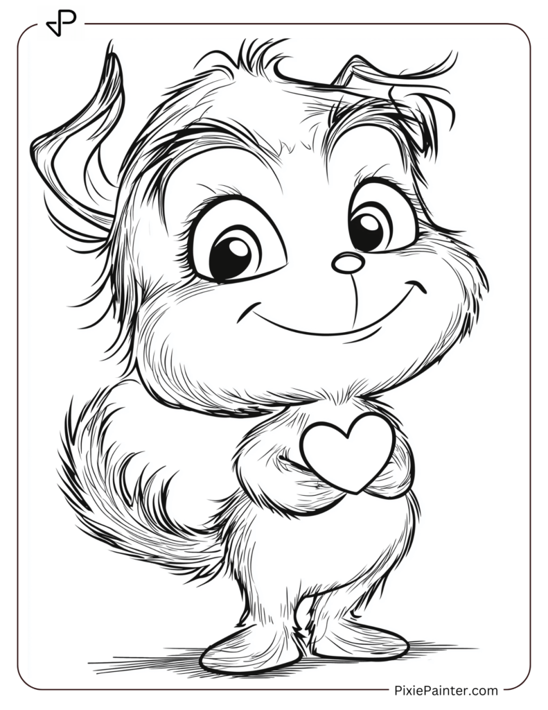 5. Grinch Holding A Heart Coloring Pages