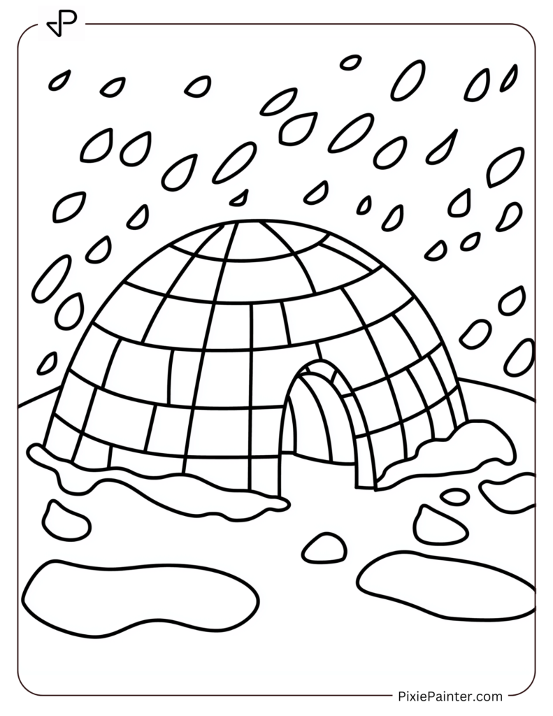 5. Small Igloo Surrounded By Winter Snowdrifts-Winter Wonderland coloring pages