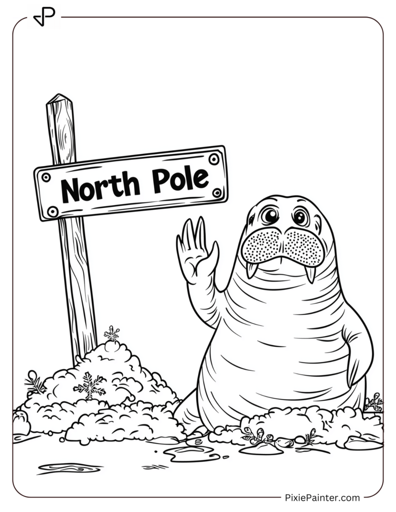 Walrus Waving Near North Pole