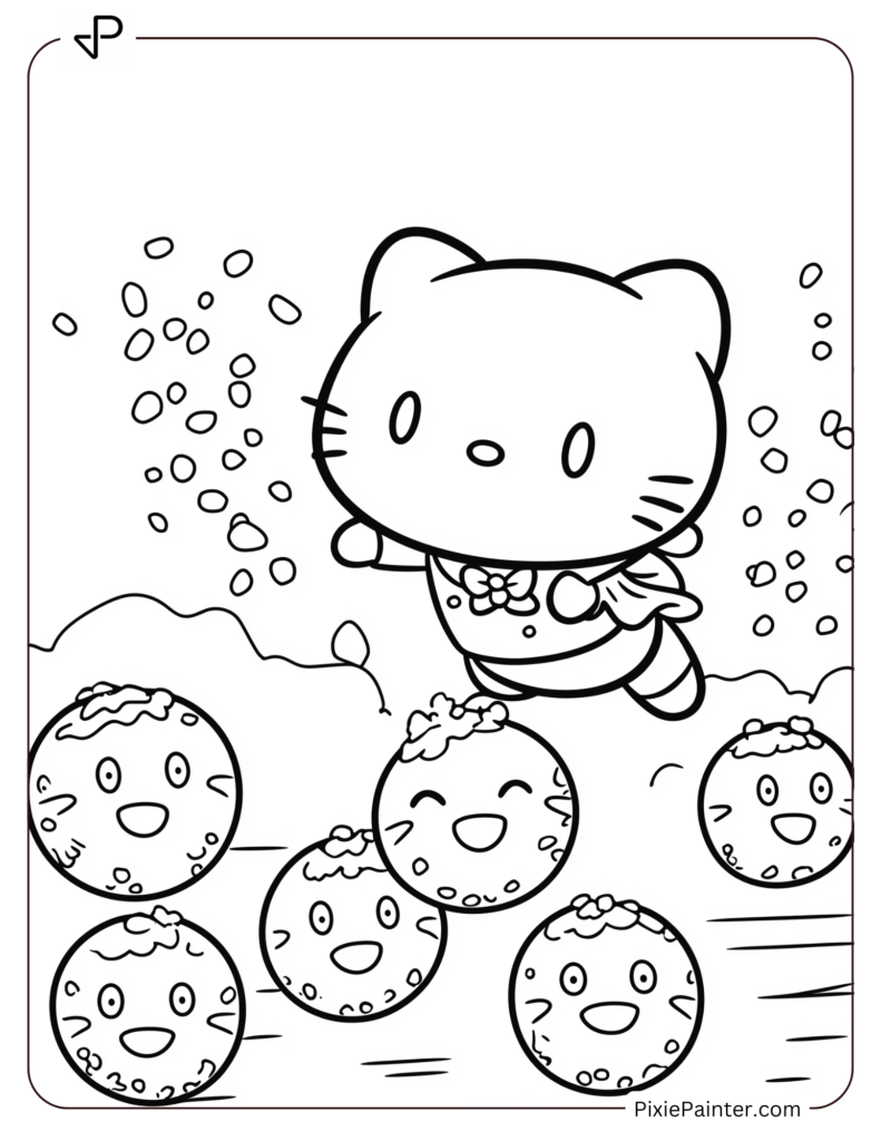 Hello Kitty in a Snowball Fight