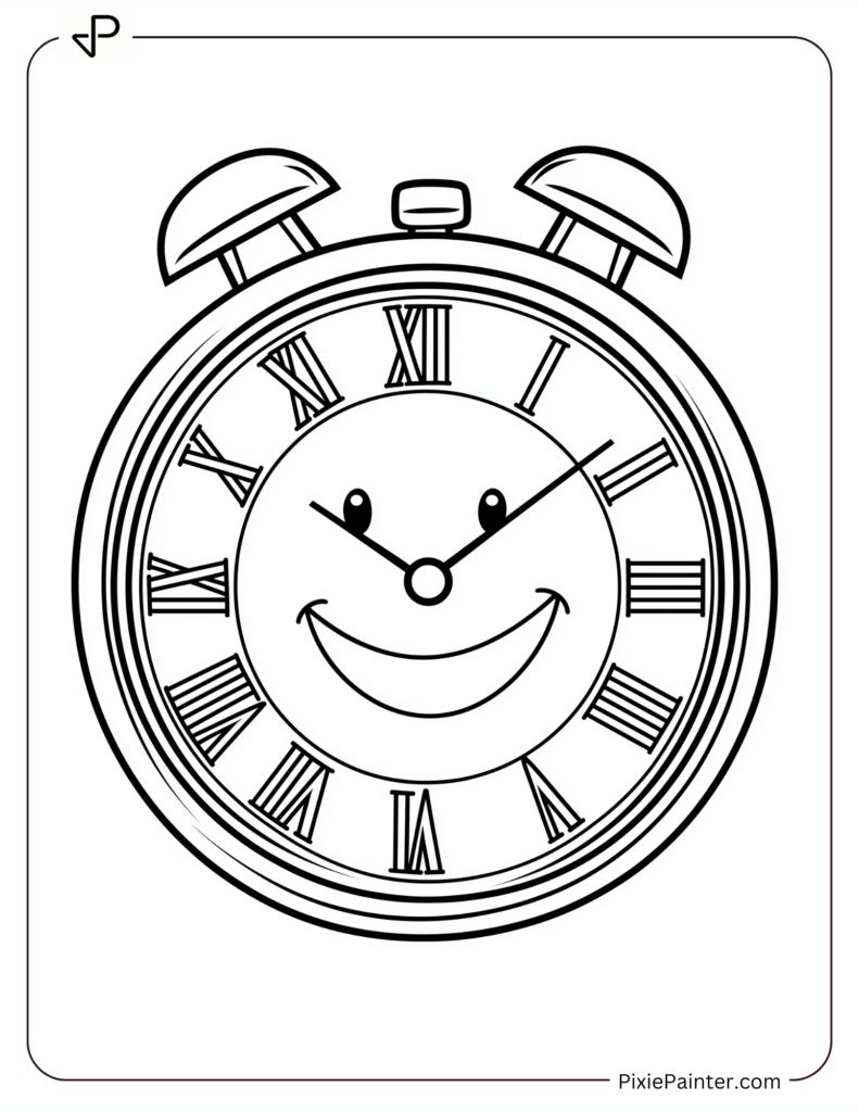 A Smiling Clock Face Pointing to Midnight