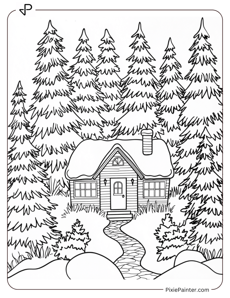 7. Ice Castle Surrounded By Icy Trees-Winter Wonderland coloring pages