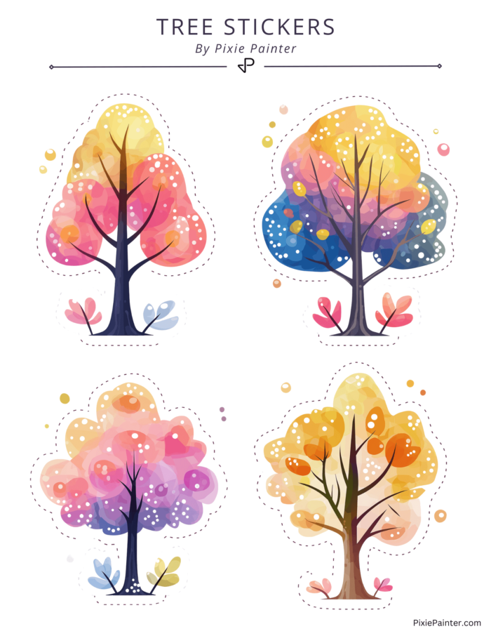 Colorful tree stickers