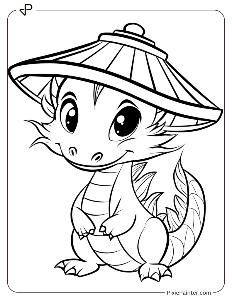 Chinese New Year Dragon Wearing a Traditional Hat