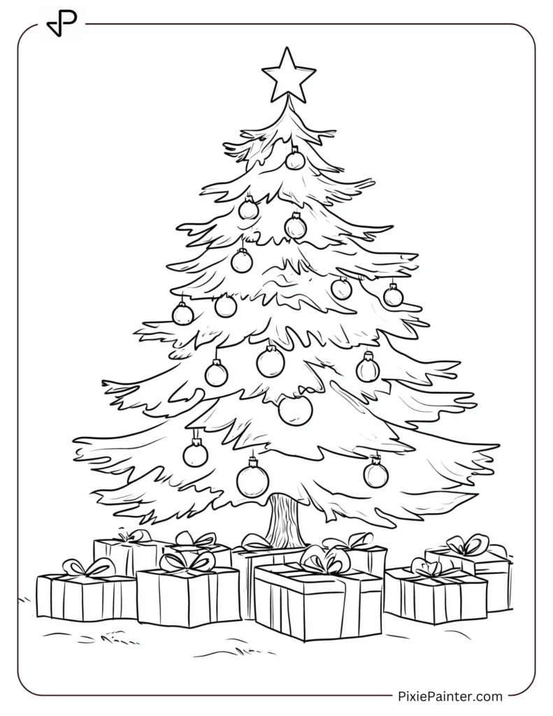 8. Adorable Christmas Tree With Gift Boxes Below