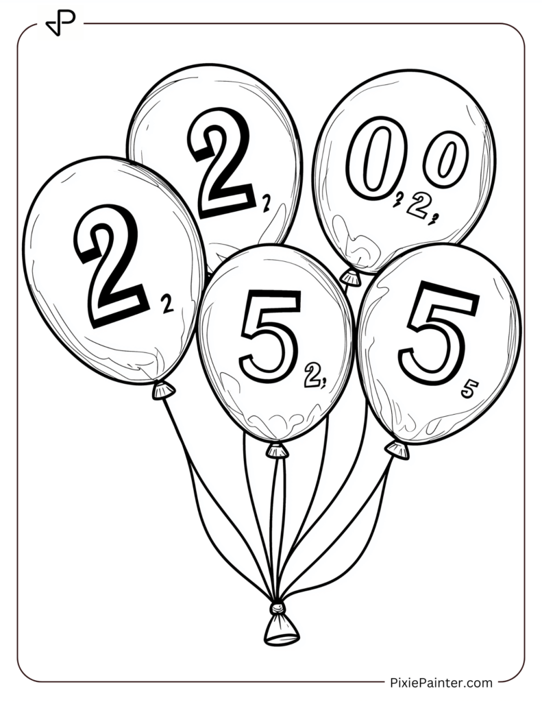 A Festive Balloon Bouquet Spelling Out 2025