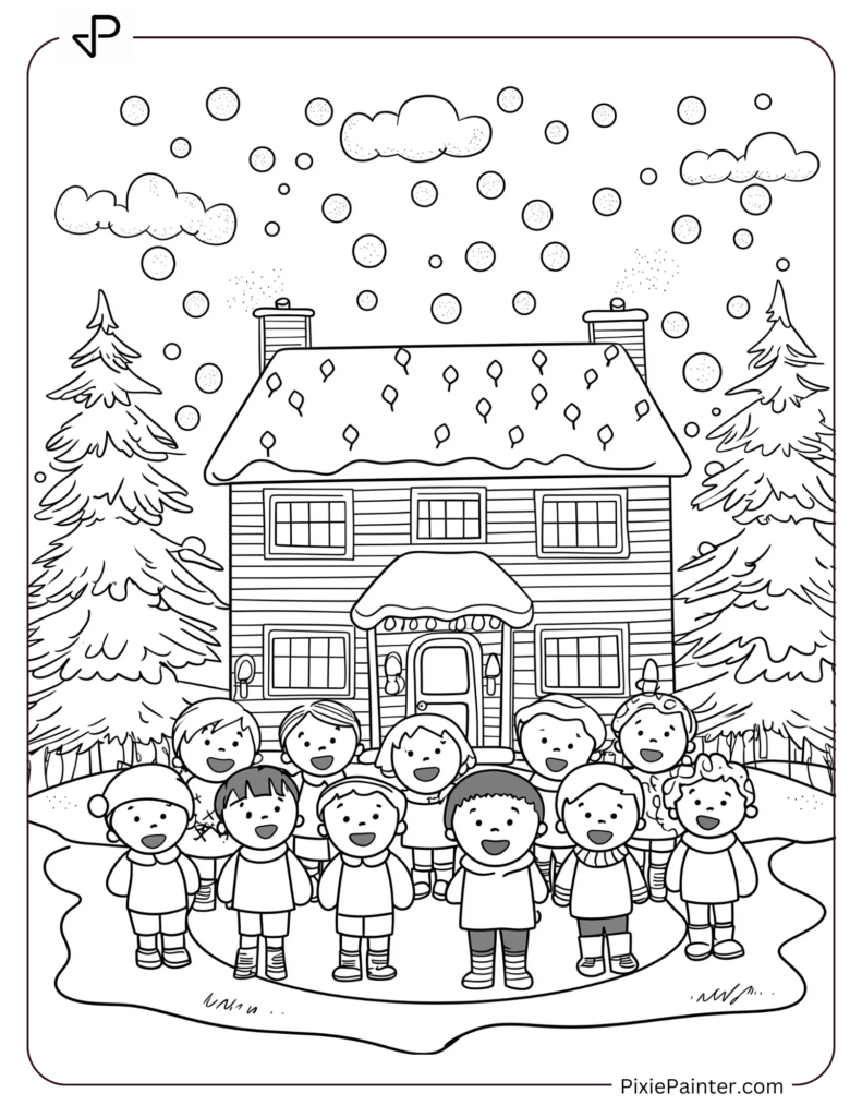 9. Bunch of Cute Babies Singing Carol-Winter Wonderland coloring pages