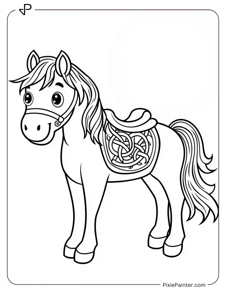 9. Lively Horse Ready For New Adventures-Chinese new year coloring pages