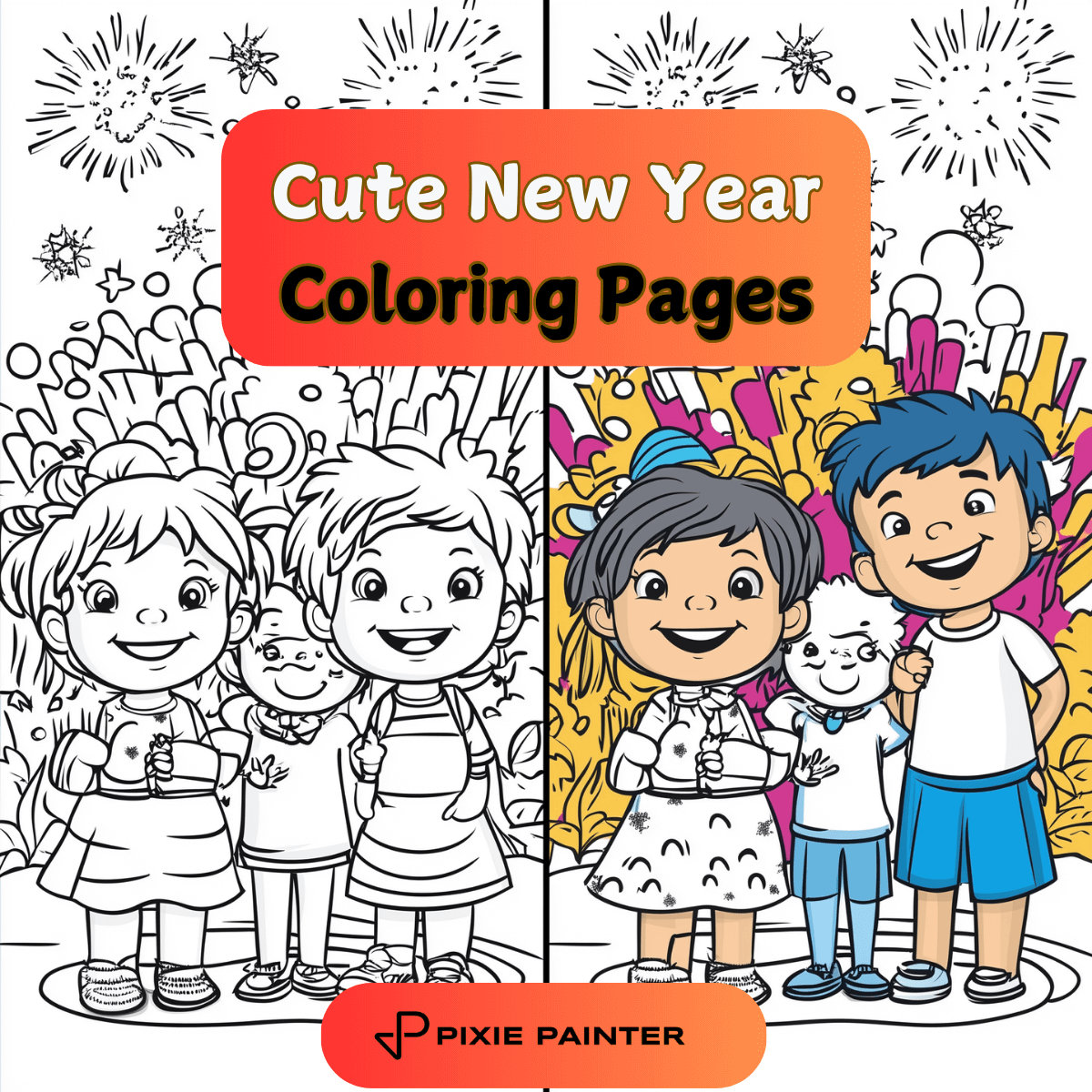 Cute New Year Coloring Pages