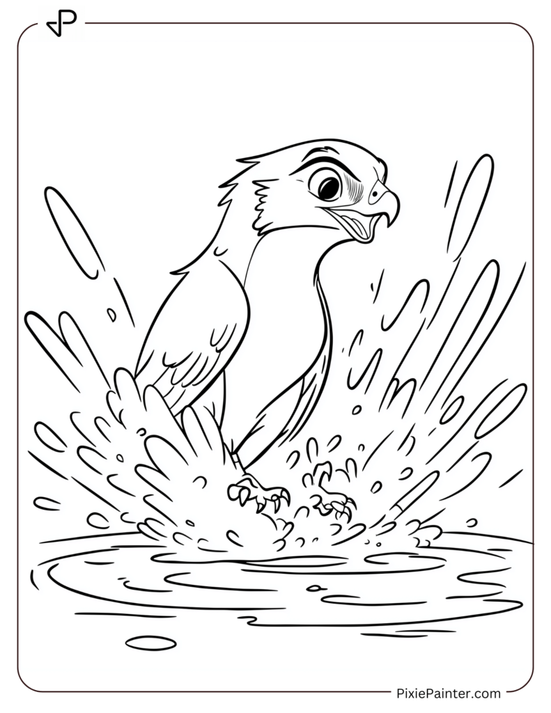 Falcon Splashing In A Puddle