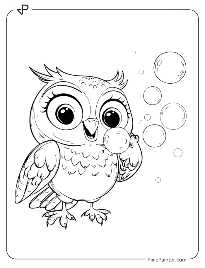 Owl Blowing Soap Bubbles