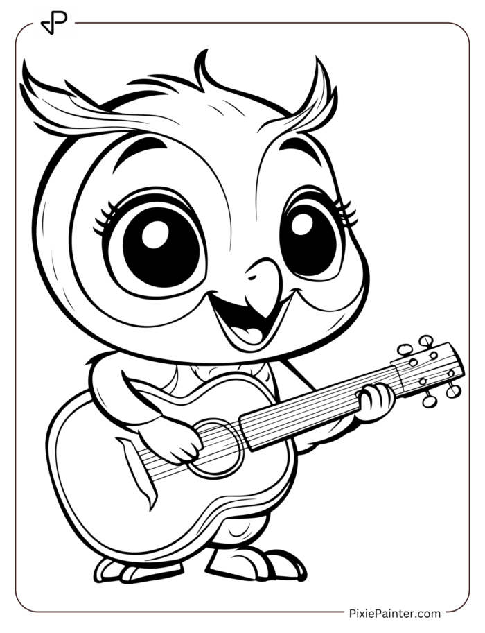 Owl playing guiter