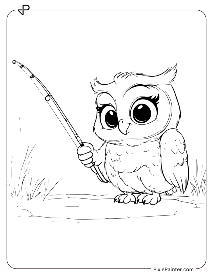 cute owl fishing