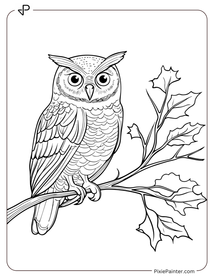 Owl sitting on tree branch