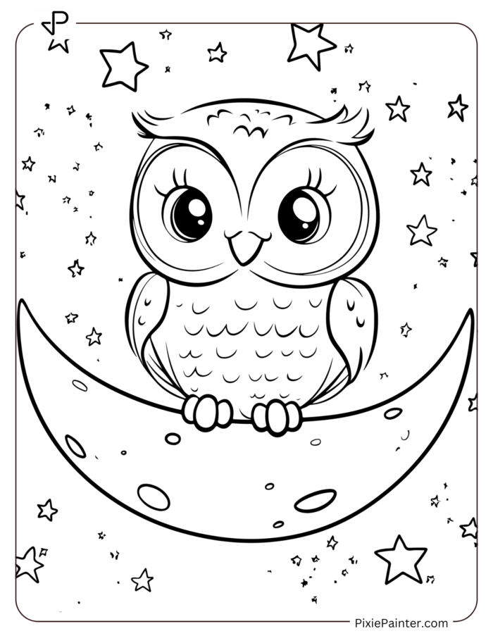 owl sitting on the moon