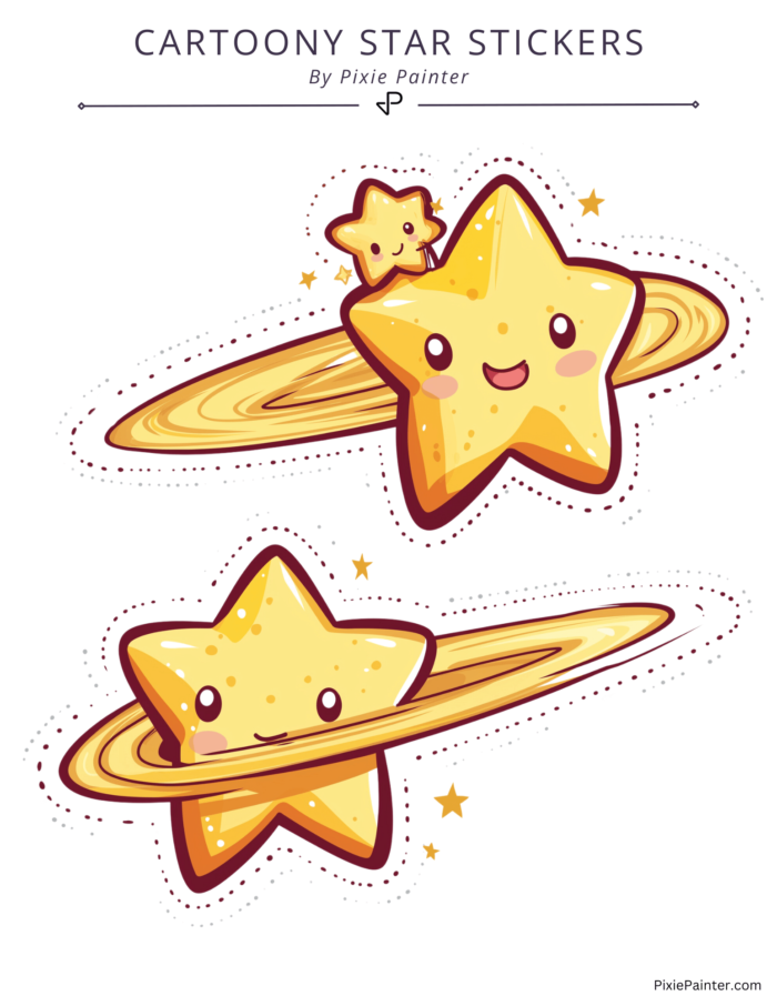 cartoony comet star stickers