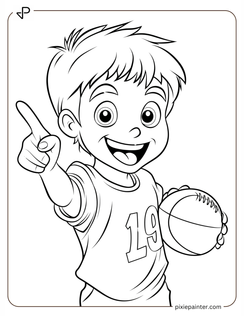 1. Cute Football Player Celebrating After Scoring- color sheets