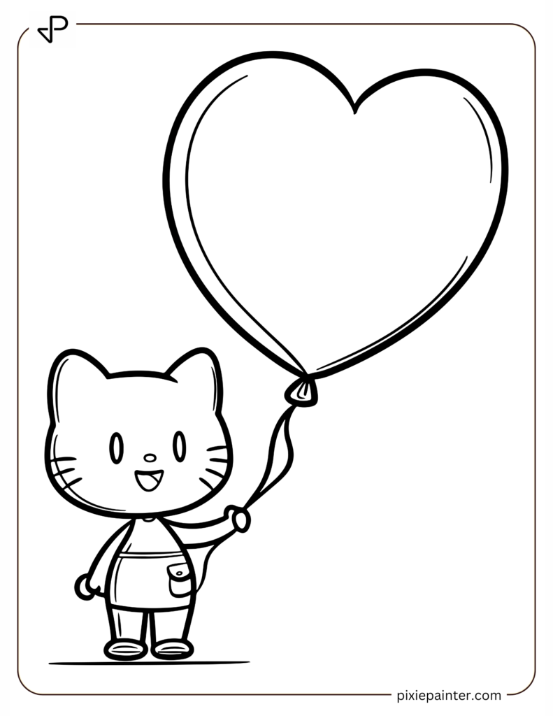 Hello Kitty Holding a Heart Balloon