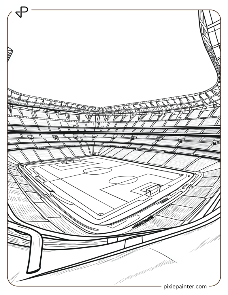 Coloring Page of Santiago Bernabéu Football Stadium