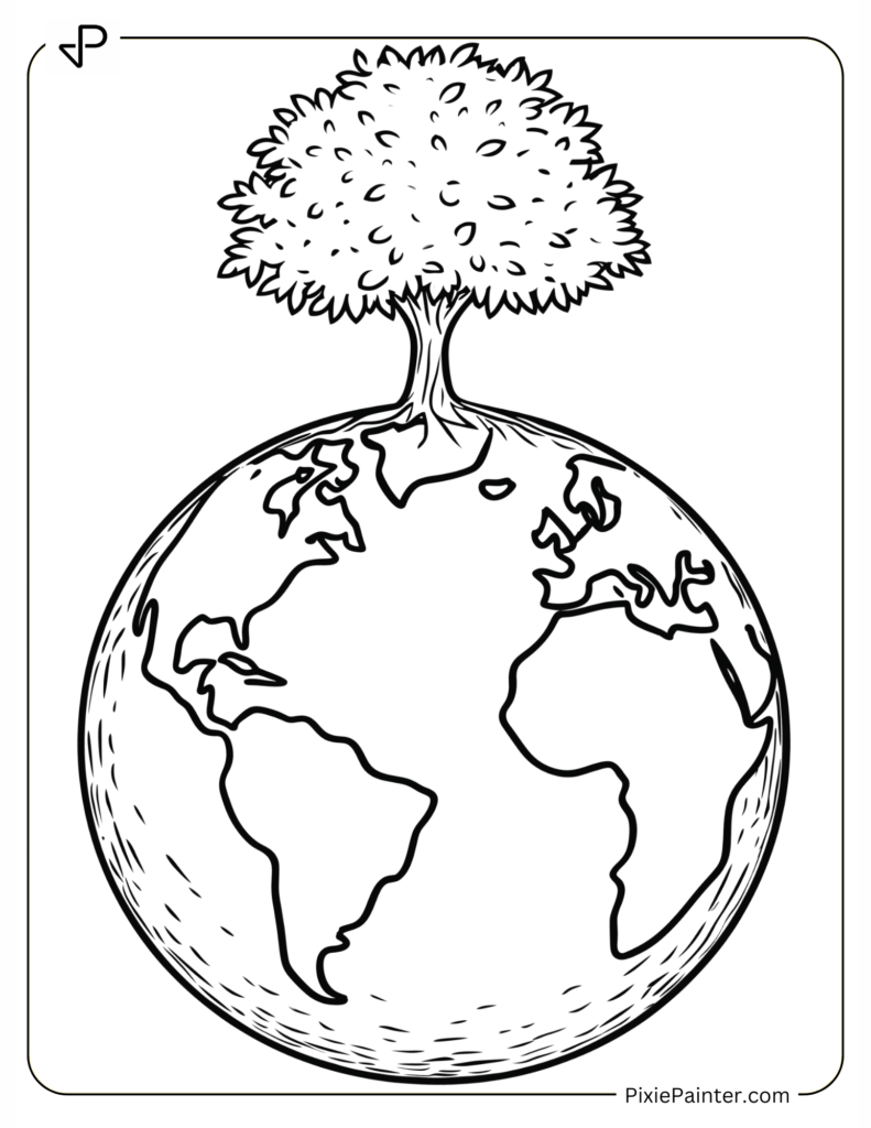 Earth with a Tree Growing on Top