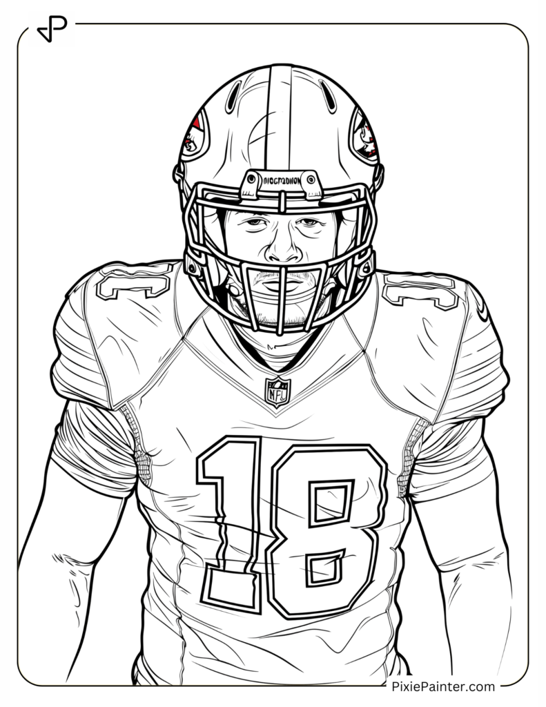 Easy Outline of Chiefs Player in Helmet