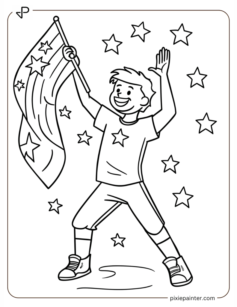 10. Football Star Waving Flag with a Trail of Stars