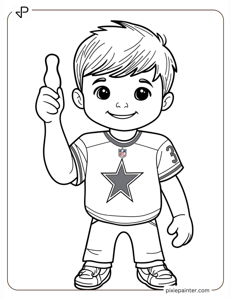 10. Happy Cowboys Kid Wearing Jersey and Foam Finger