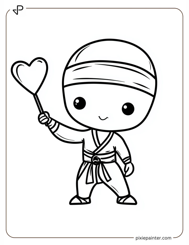 Ninja Holding a Heart Throwing Star