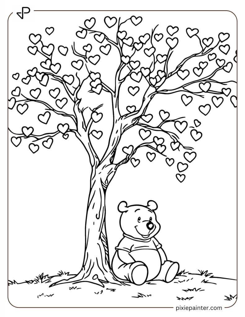 10. Pooh Under A Tree With Heart Leaves