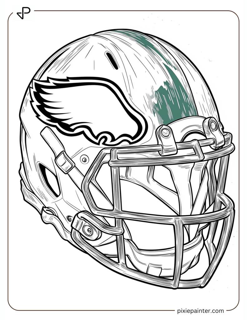 Coloring Page of Philadelphia Eagles Helmet Side View Drawing