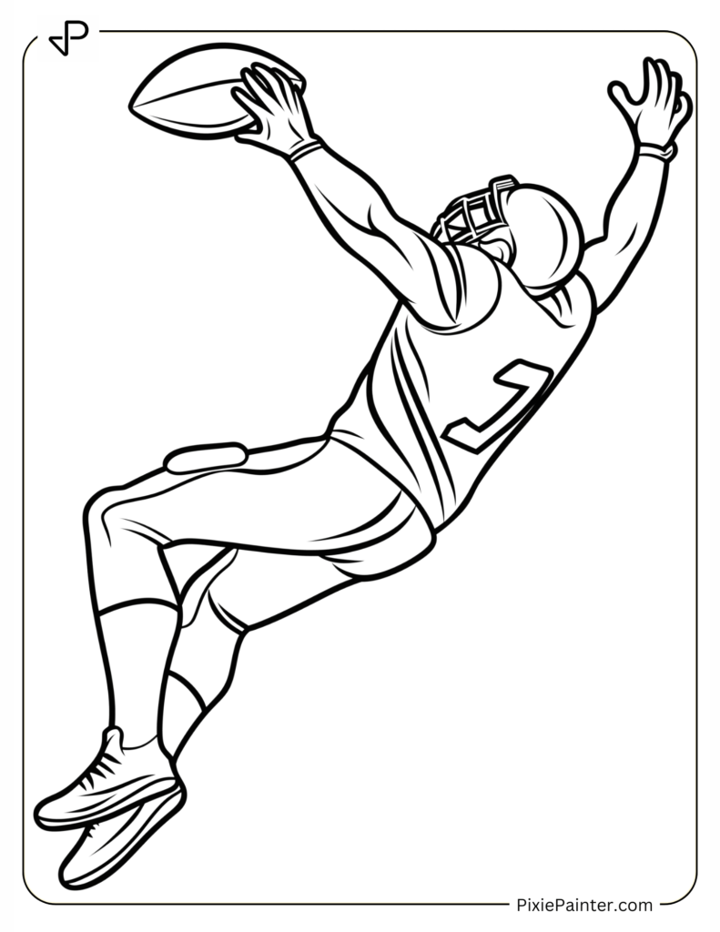 Coloring Page Where Player Diving for an Epic 49ers Catch