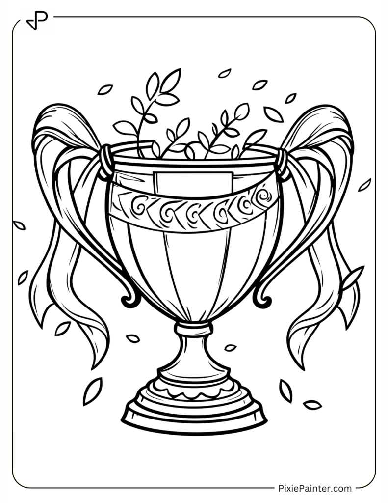 Trophy Wrapped in Ribbon – Super BowlColoring Page